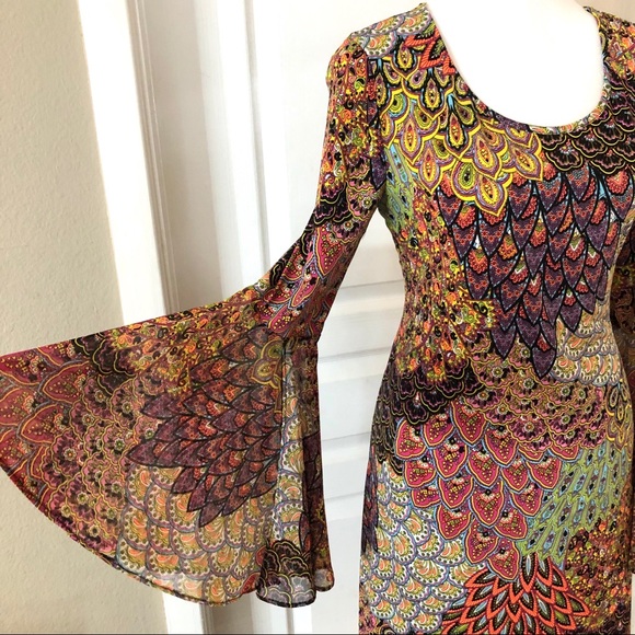 Peacock Bell Sleeved MSK Dress - Picture 5 of 8